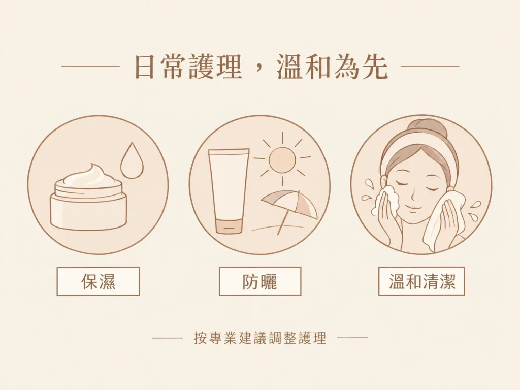 保濕、防曬與溫和清潔的日常護理插圖